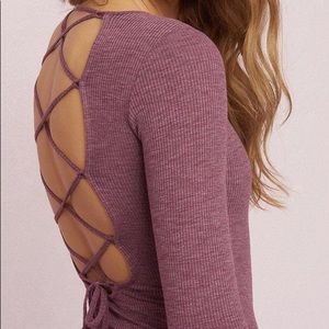 Garage sage green strappy open back bodysuit